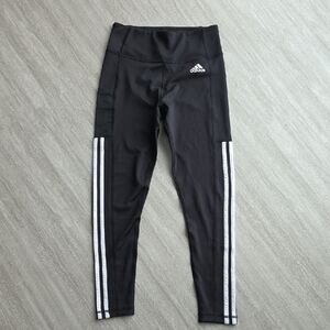adidas Black Leggings with White Side Stripes